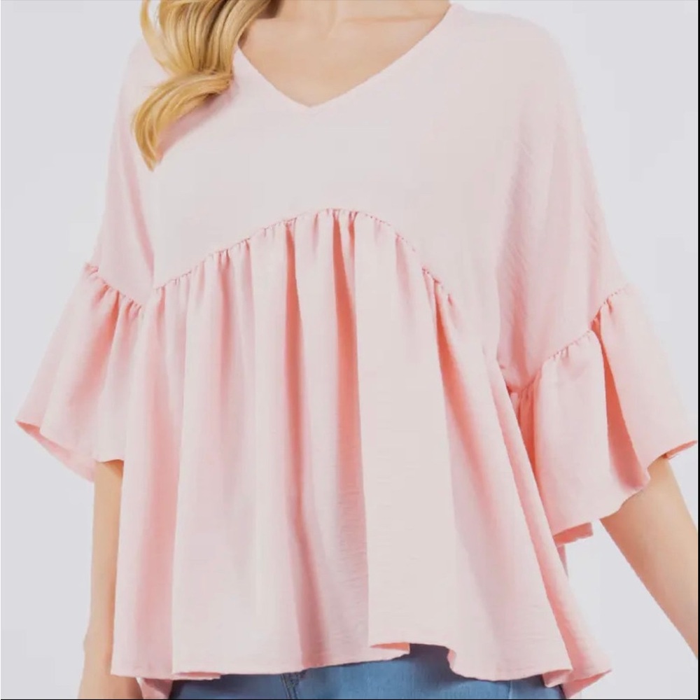 90- Empire V Neck Tunic with Bell Sleeves